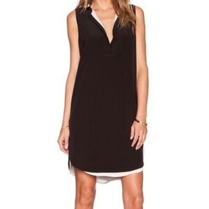 Vince Black and White Sleeveless Silk Dress